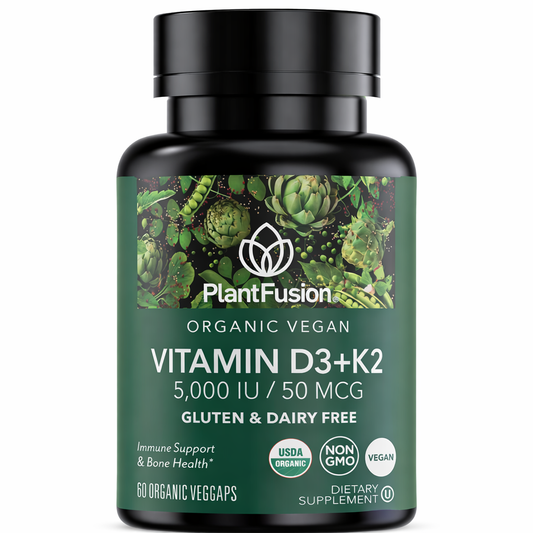 PlantFusion Organic Vegan Vitamin D3 + K2 5,000 IU, 50MCG